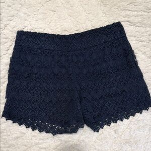 Lace Crochet Skort Shorts - Navy